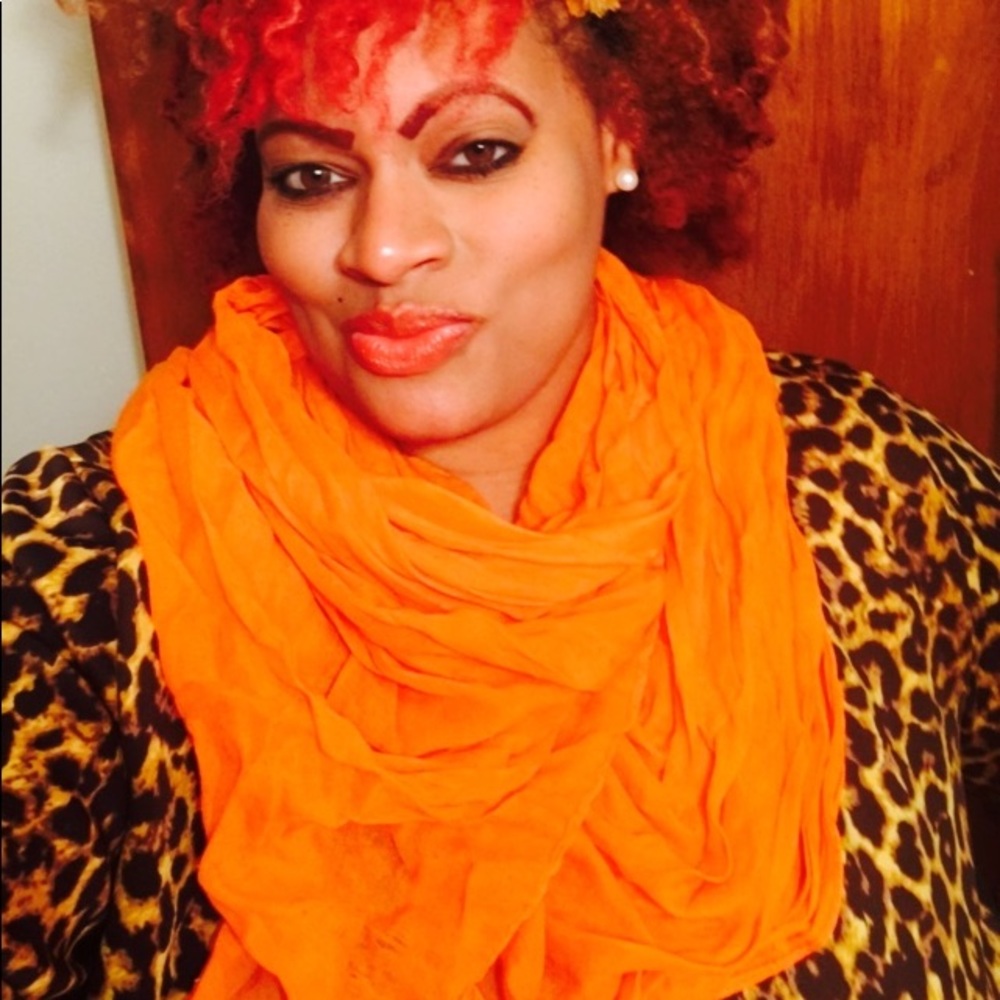 Large Orange Crinkle Wrap Scarf